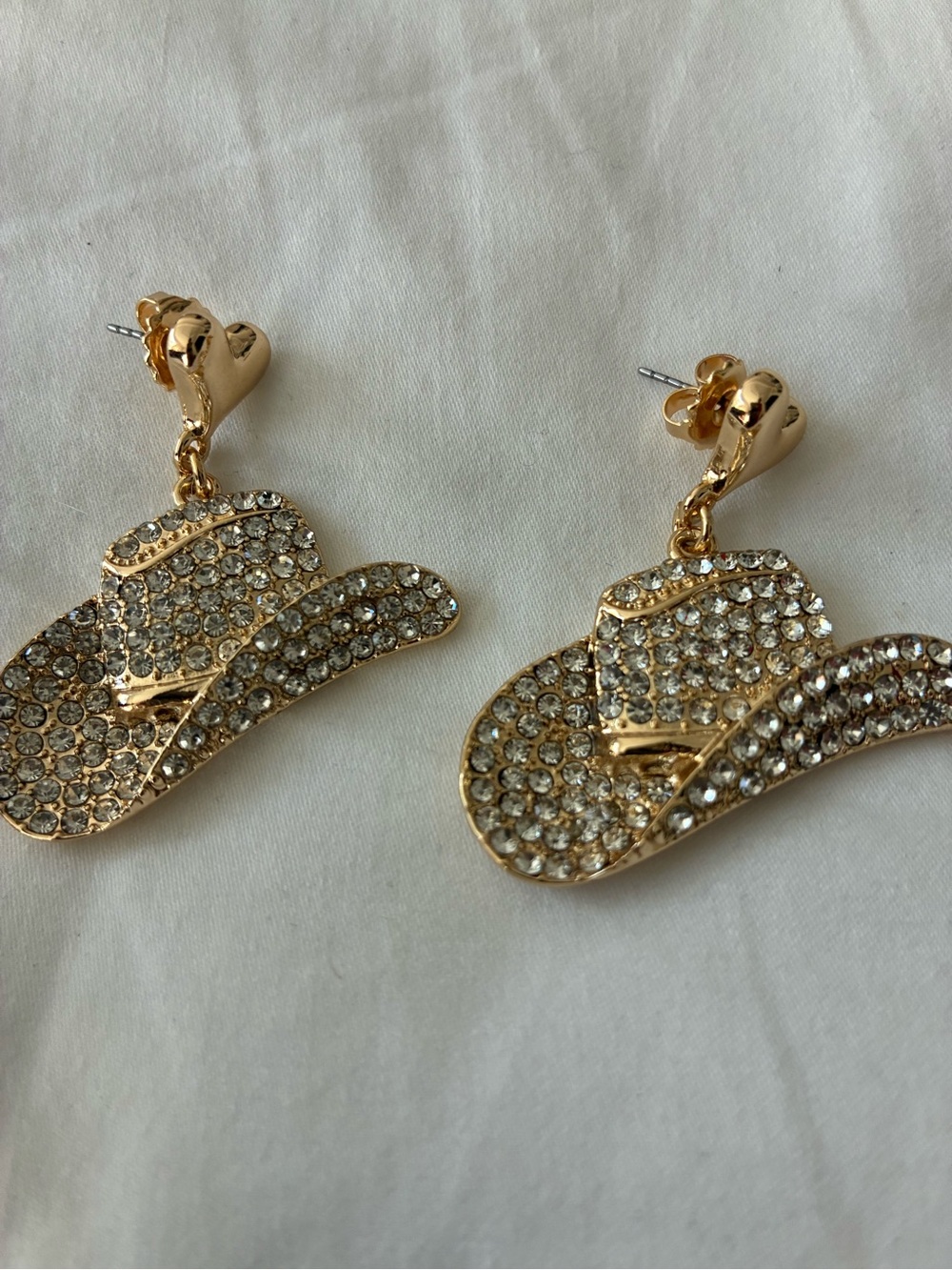 Natasha Denona Gold Crystal Cowboy Hat Drop Earrings